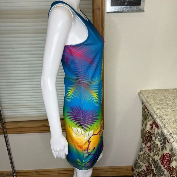 Hello Kitty Sanrio Multi Color Tropical Scuba Bodycon Dress - Picture 8 of 13